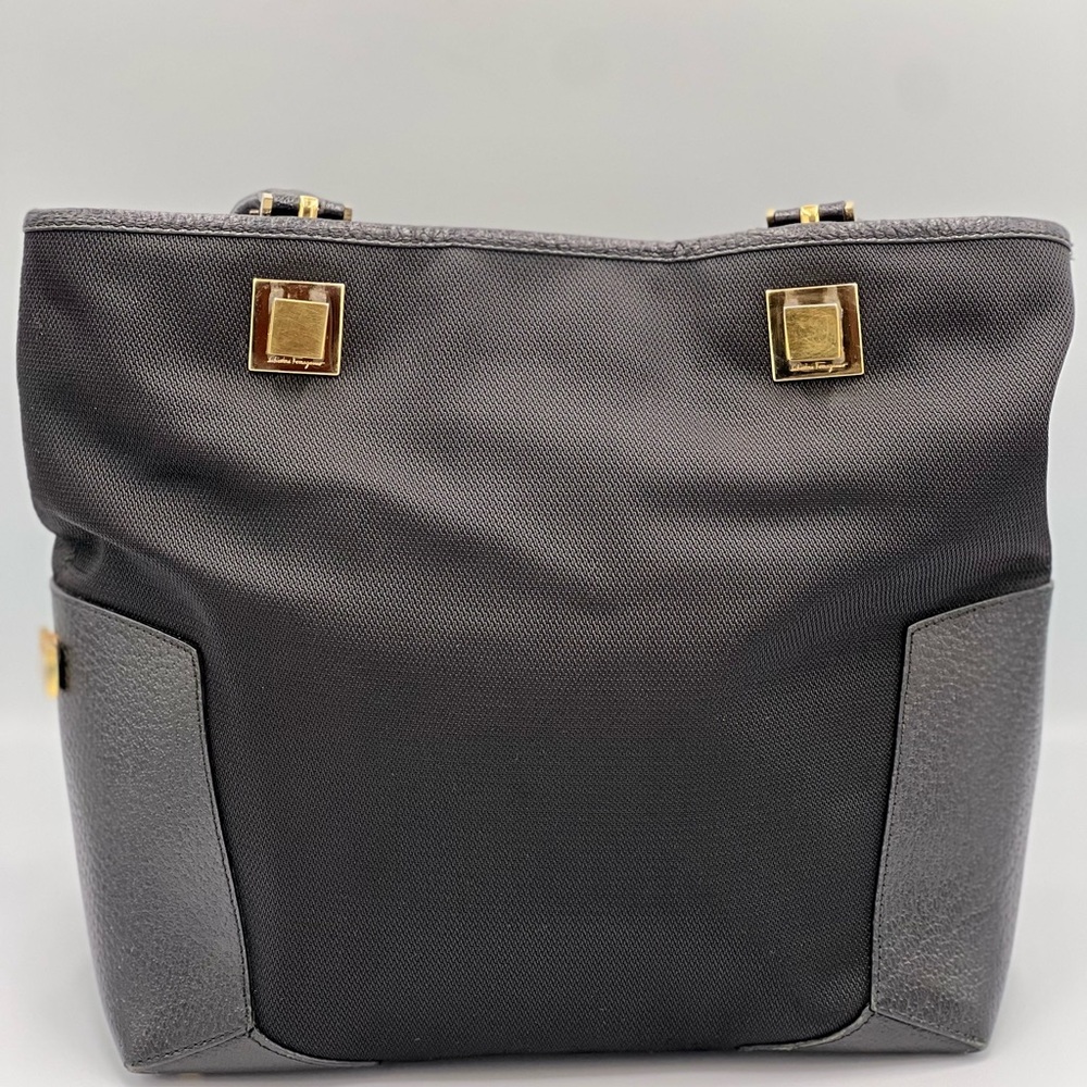 Salvatore Ferragamo Nylon and Leather Tote With Gold Hardware